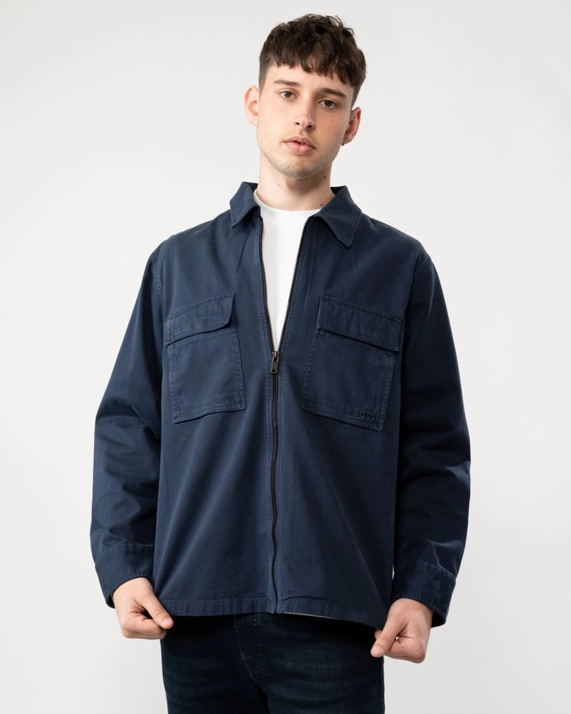 Hugo Boss Lovel Mens Zip Overshirt 50520107 - Blue - Size Medium